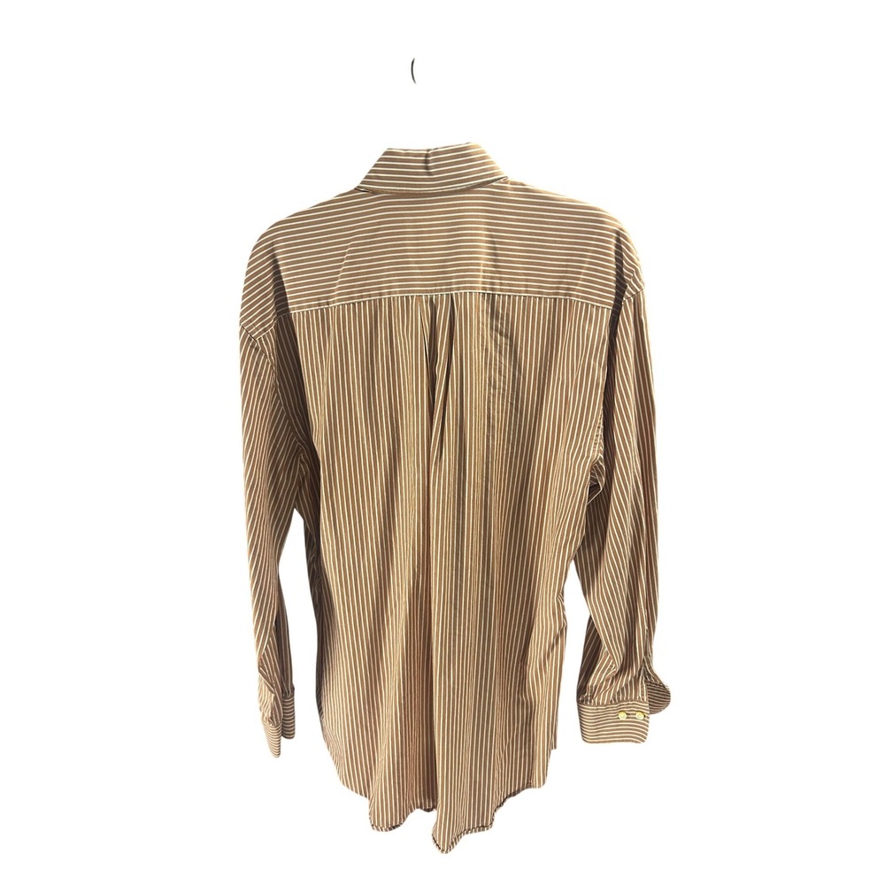 Peter Millar Men's Medium M Brown Striped Long Sleeve Button-Down Shirt - Picture 7 of 7